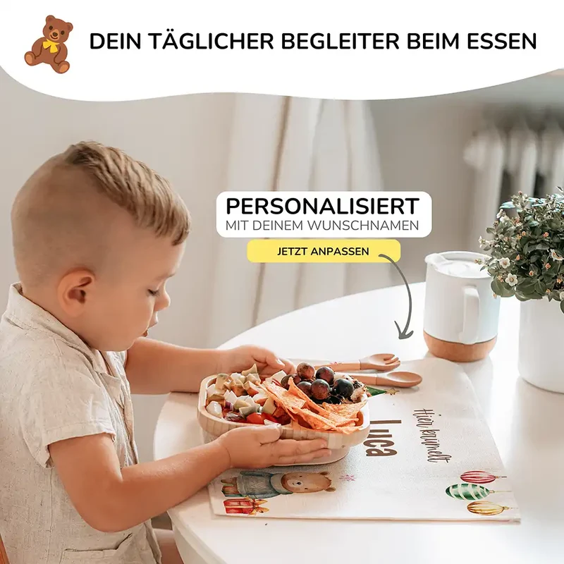 Tischset Kinder personalisiert Weihnachtsmotiv - Mini-Tierchen-Welt