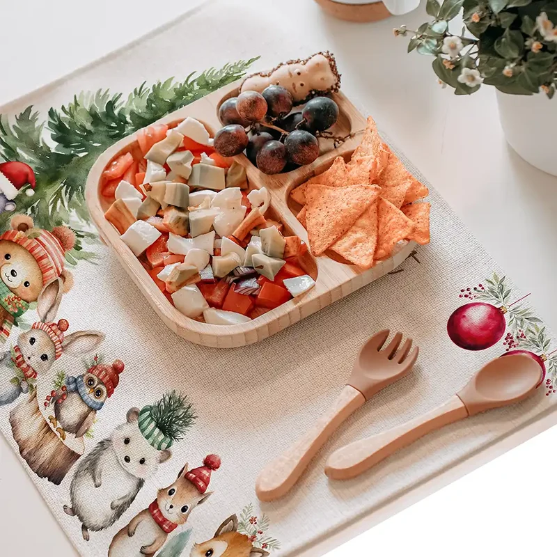 Tischset Kinder personalisiert Weihnachtsmotiv - Tierchen im Zauberwald