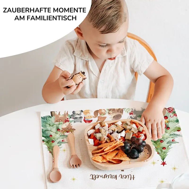 Tischset Kinder personalisiert Weihnachtsmotiv - Waldtiere