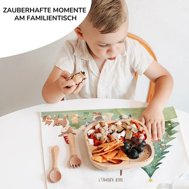 Tischset Kinder personalisiert Weihnachtsmotiv - Niedliche Waldtiere