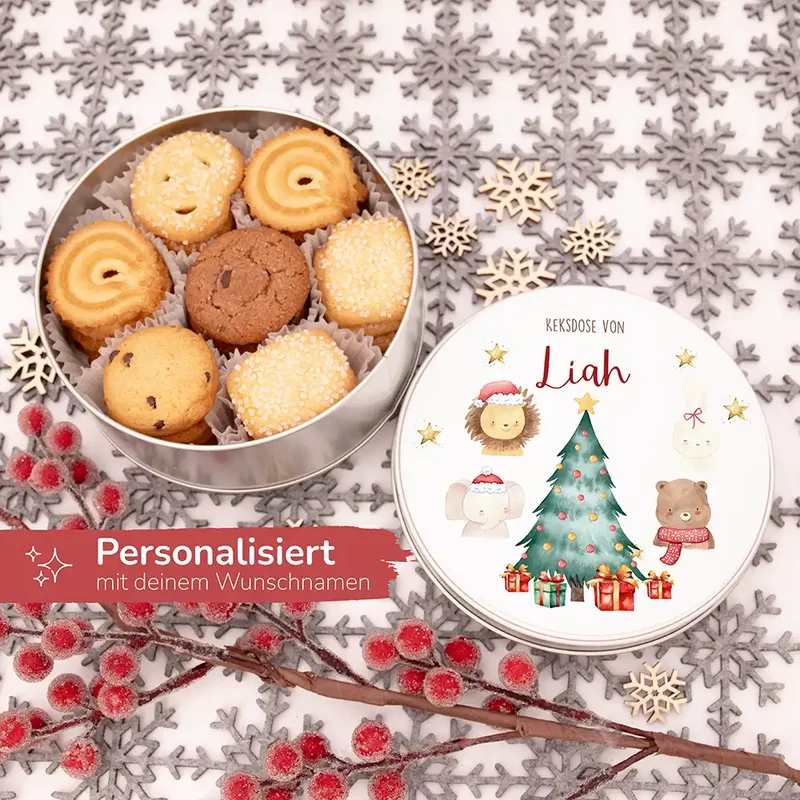 Keksdose aus Metall personalisiert - Weihnachten