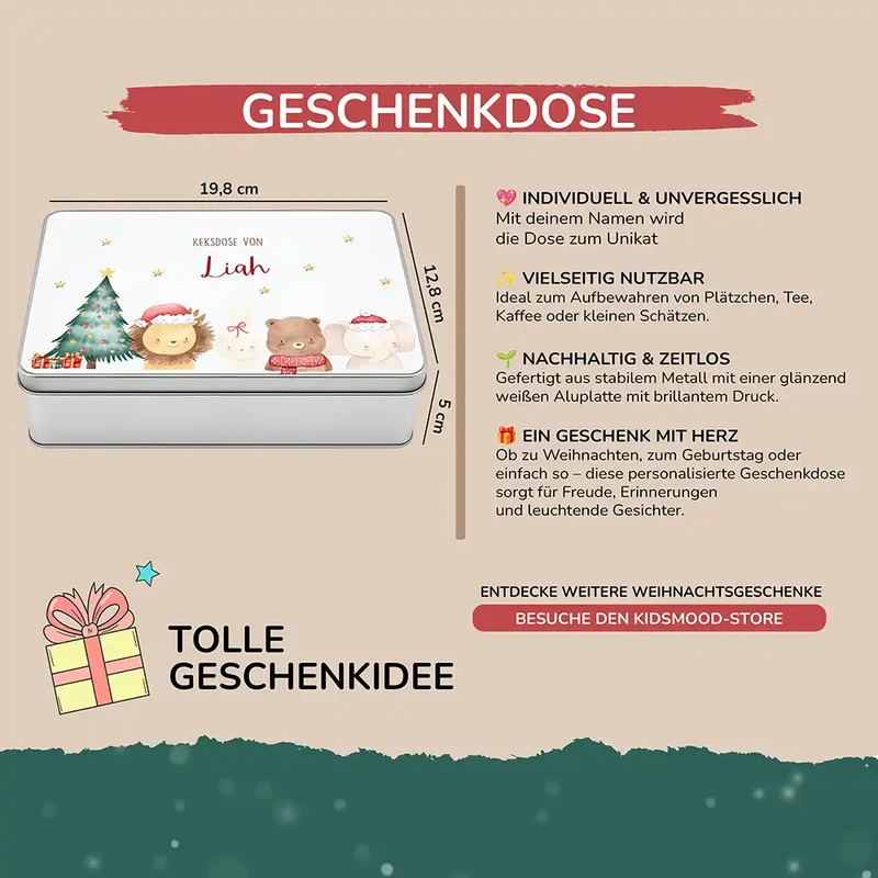 Keksdose aus Metall personalisiert - Weihnachten