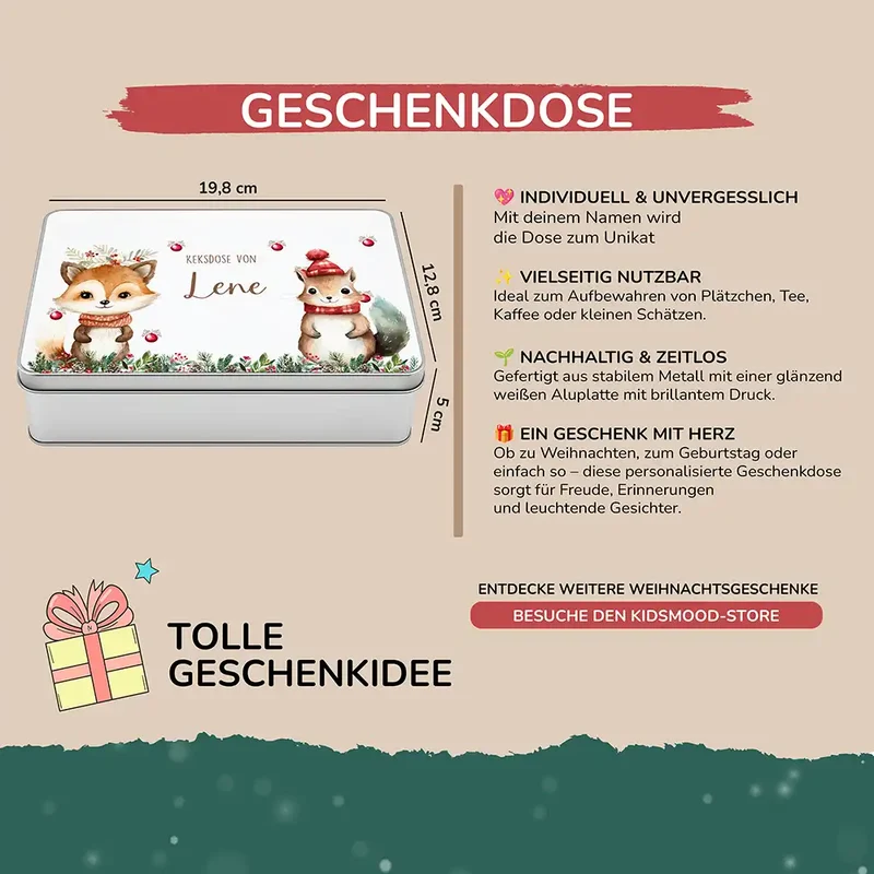 Keksdose aus Metall personalisiert - Eichhörnchen