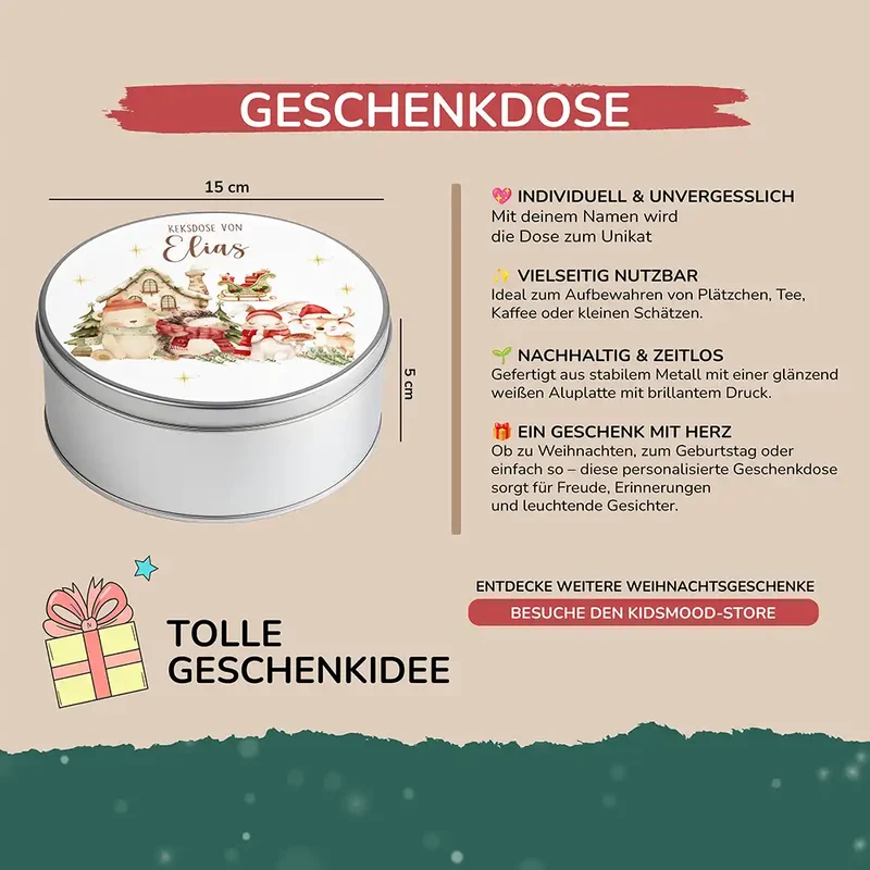 Keksdose aus Metall personalisiert - niedliche Waldtiere