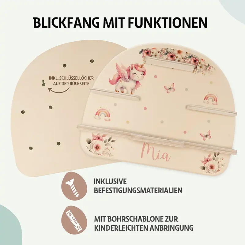 Tonie Regal aus Holz, Toniebox Regal personalisiert Einhorn