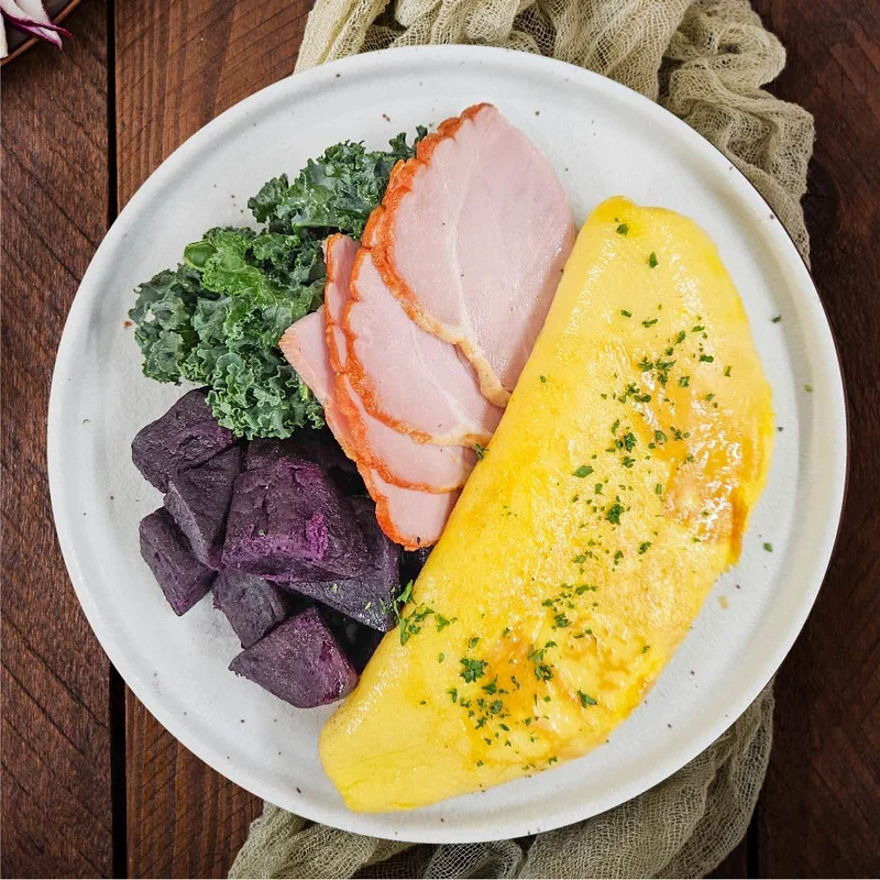 Roast Gammon Ham Omelette w/ Sweet Potato