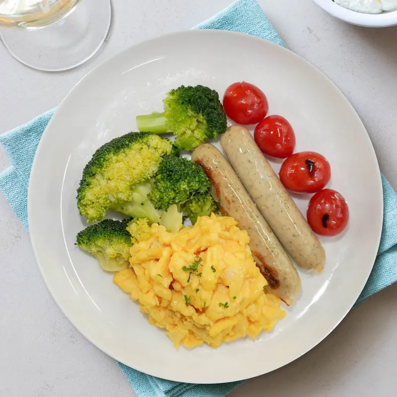 Scrambled Eggs w/ Veal Sausages