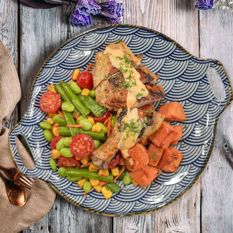Catalina Style Slow Cooked Chicken Breast W/ Seasonal Greens And Sweet Potato