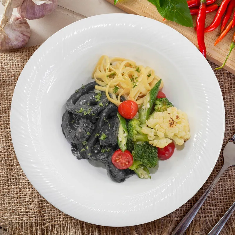 Squid Ink Seafood Linguine W/ Seasonal Vegetables