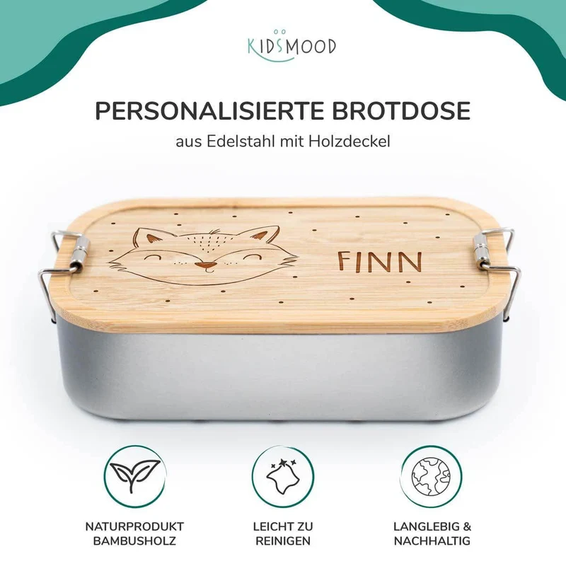 Brotdose personalisiert Fuchsgesicht graviert