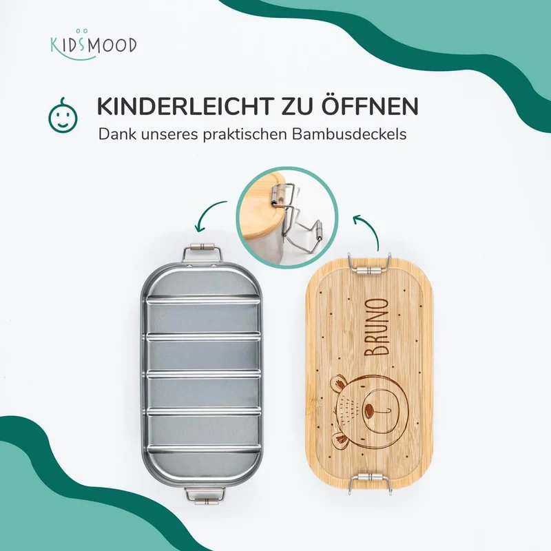 Brotdose personalisiert Bärengesicht graviert