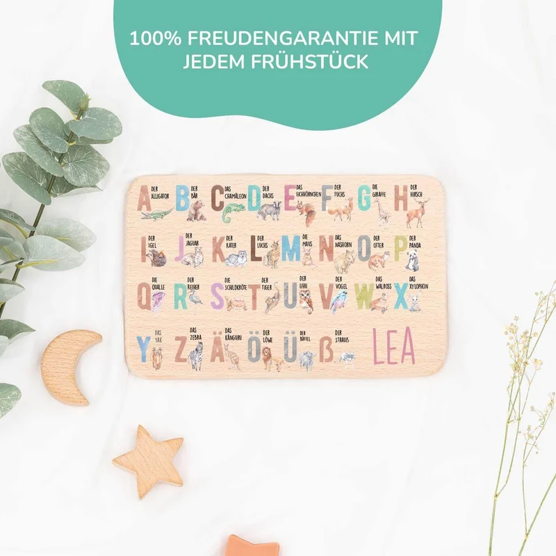 Frühstücksbrettchen Holz ABC