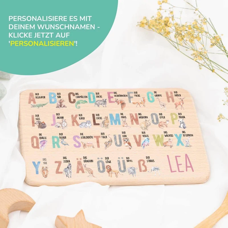 Frühstücksbrettchen Holz ABC
