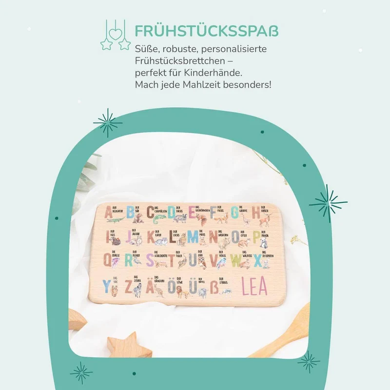 Frühstücksbrettchen Holz ABC