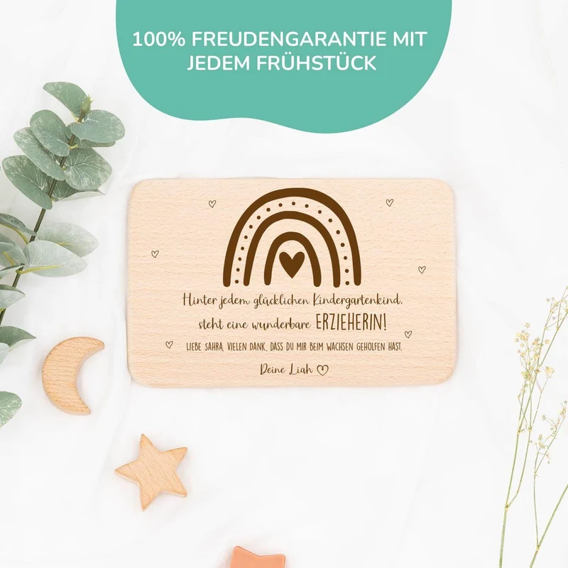 Frühstücksbrettchen Holz als Abschiedsgeschenk im Kindergarten