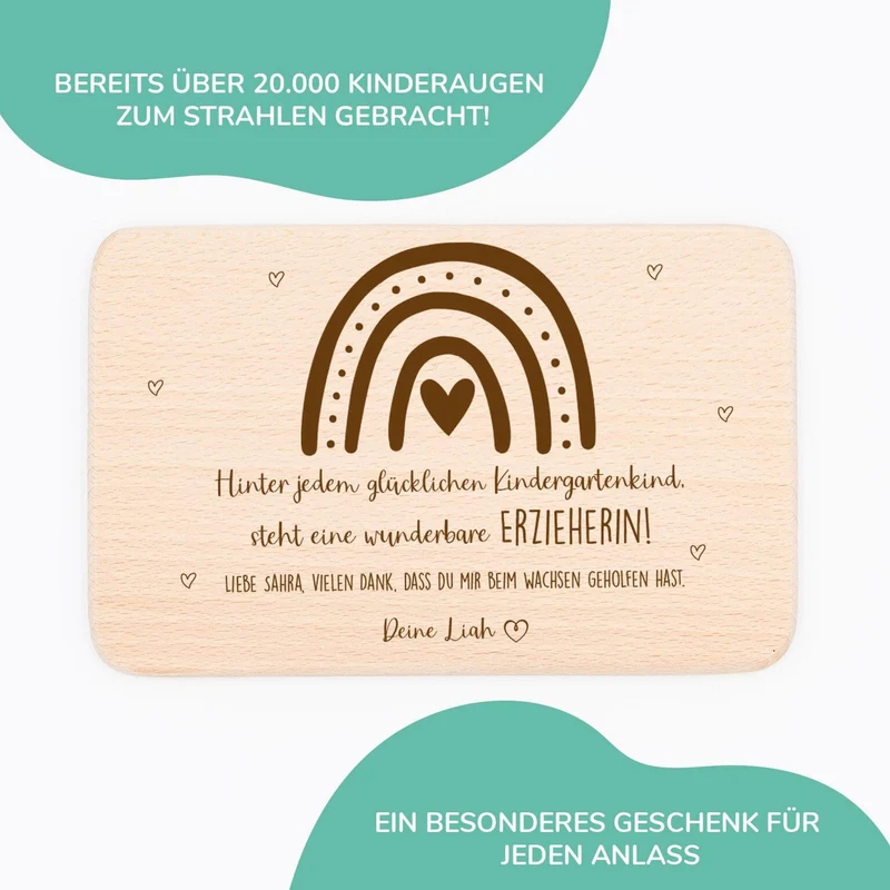 Frühstücksbrettchen Holz als Abschiedsgeschenk im Kindergarten