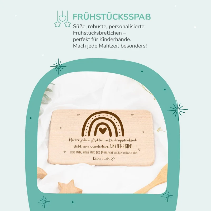 Frühstücksbrettchen Holz als Abschiedsgeschenk im Kindergarten