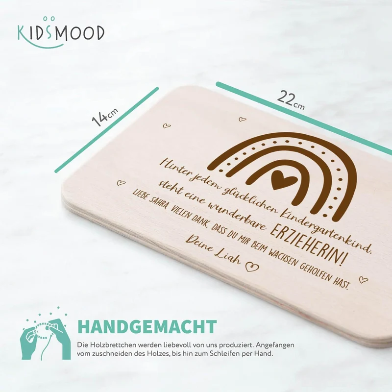 Frühstücksbrettchen Holz als Abschiedsgeschenk im Kindergarten
