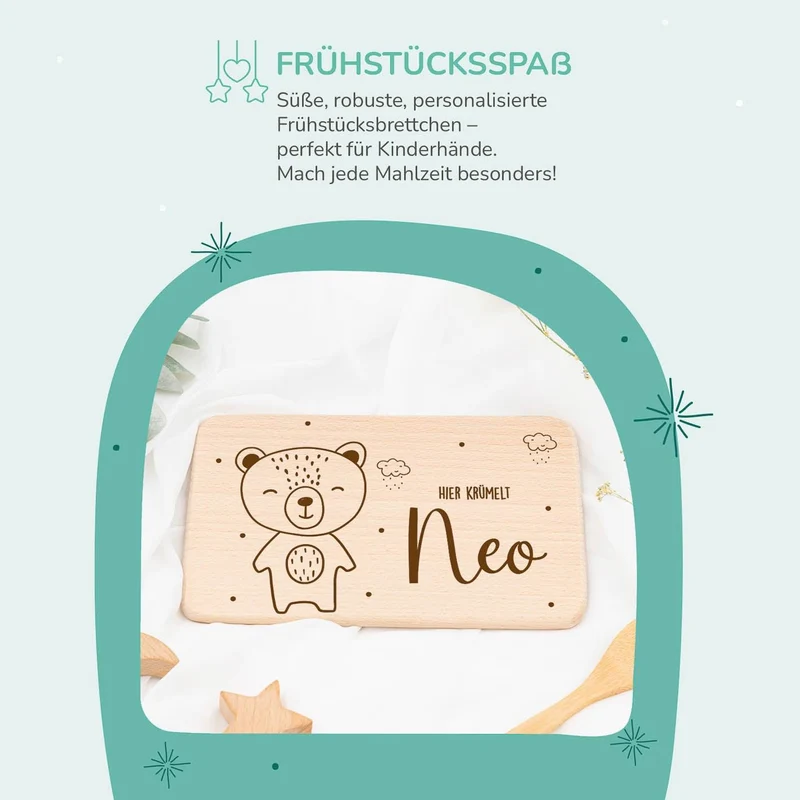 Frühstücksbrettchen Holz Baby Bär