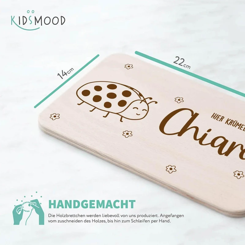 Frühstücksbrettchen Holz Marienkäfer