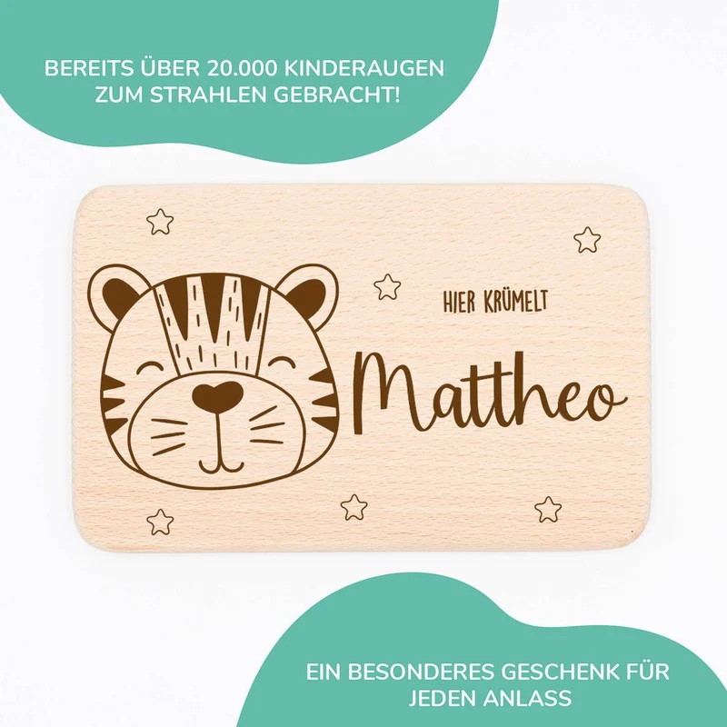 Frühstücksbrettchen Holz Tiger
