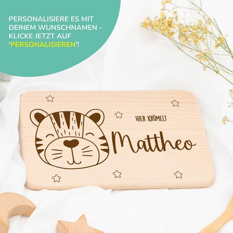 Frühstücksbrettchen Holz Tiger
