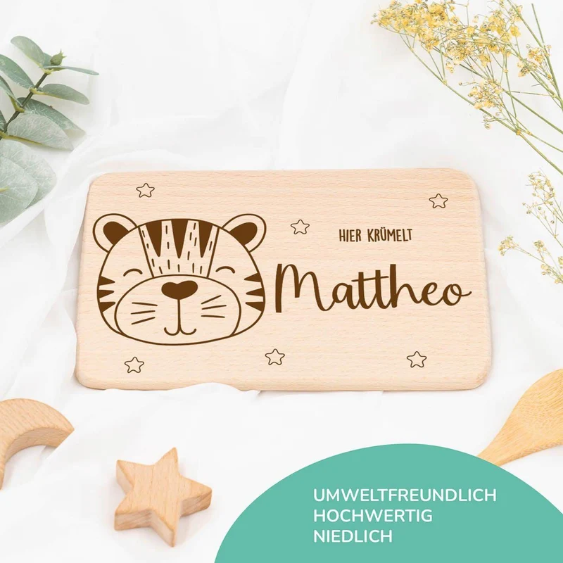 Frühstücksbrettchen Holz Tiger
