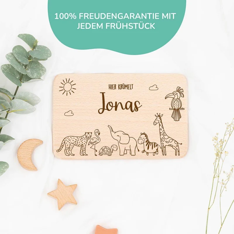Frühstücksbrettchen Holz Safari