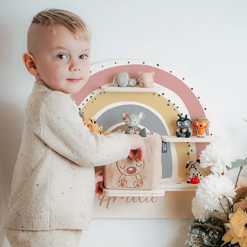 Tonie Regal aus Holz, Toniebox Regal personalisiert Regenbogen 6
