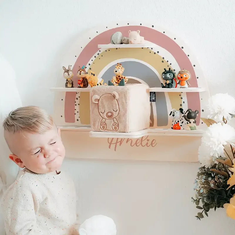 Tonie Regal aus Holz, Toniebox Regal personalisiert Regenbogen 6