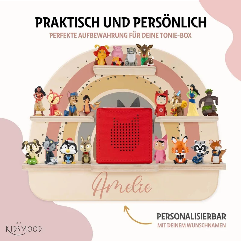 Tonie Regal aus Holz, Toniebox Regal personalisiert Regenbogen 6