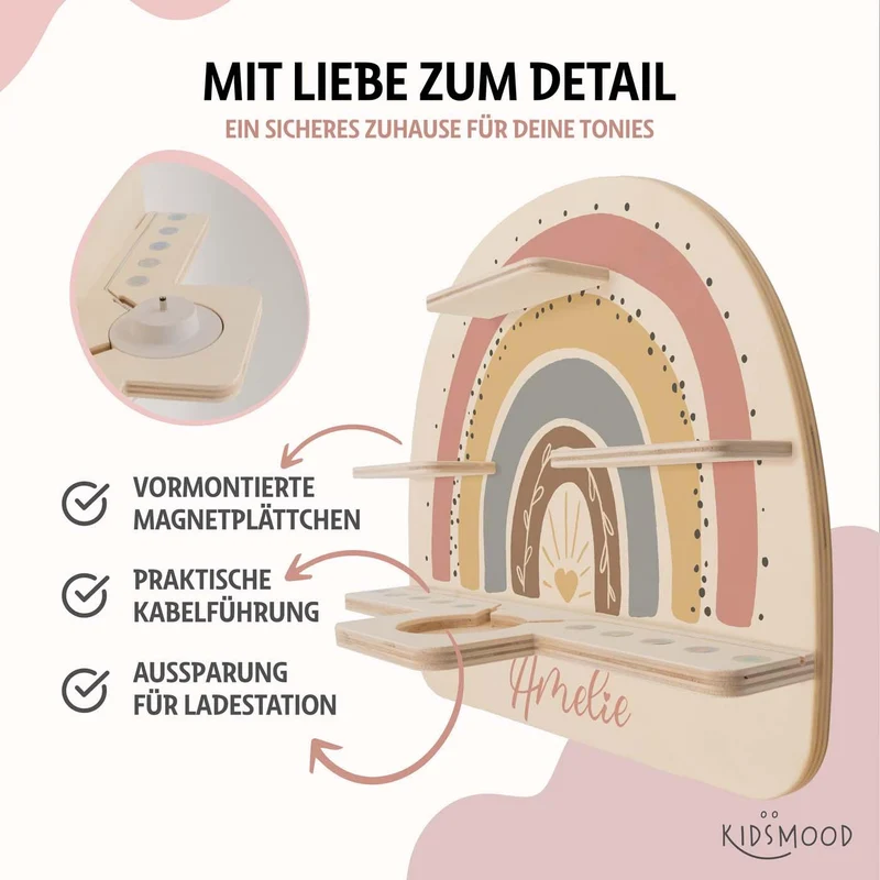 Tonie Regal aus Holz, Toniebox Regal personalisiert Regenbogen 6