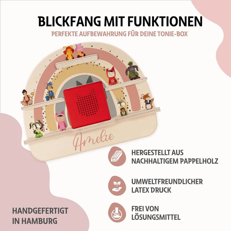 Tonie Regal aus Holz, Toniebox Regal personalisiert Regenbogen 6