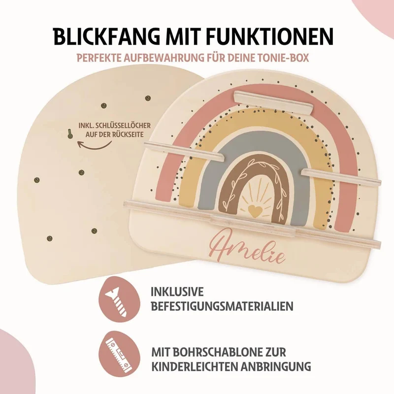 Tonie Regal aus Holz, Toniebox Regal personalisiert Regenbogen 6