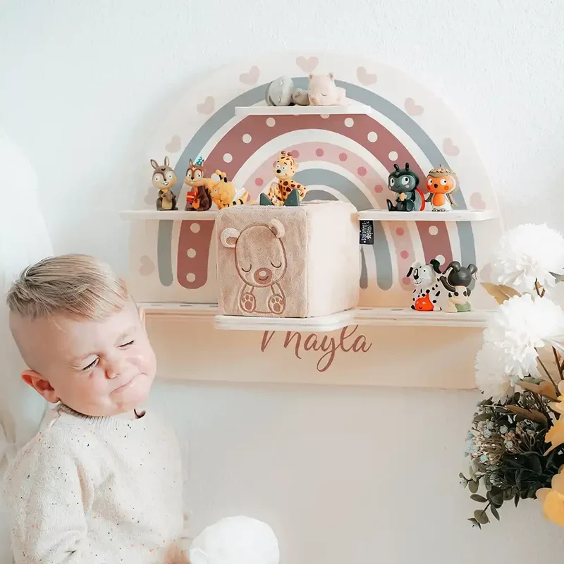 Tonie Regal aus Holz, Toniebox Regal personalisiert Regenbogen 5