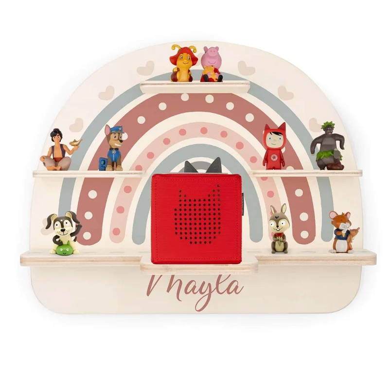 Tonie Regal aus Holz, Toniebox Regal personalisiert Regenbogen 5