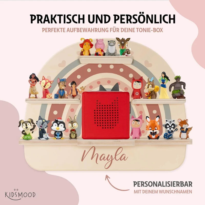 Tonie Regal aus Holz, Toniebox Regal personalisiert Regenbogen 5