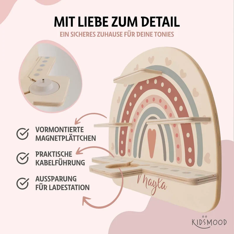 Tonie Regal aus Holz, Toniebox Regal personalisiert Regenbogen 5