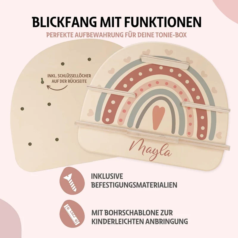 Tonie Regal aus Holz, Toniebox Regal personalisiert Regenbogen 5