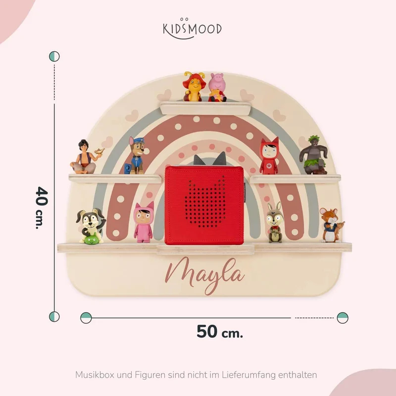 Tonie Regal aus Holz, Toniebox Regal personalisiert Regenbogen 5