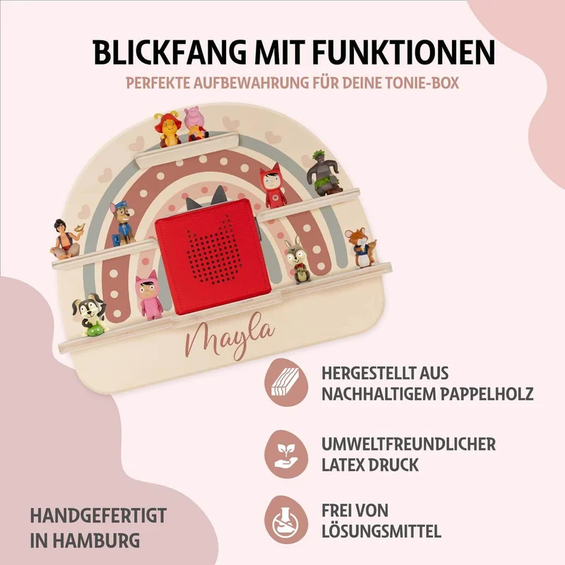 Tonie Regal aus Holz, Toniebox Regal personalisiert Regenbogen 5