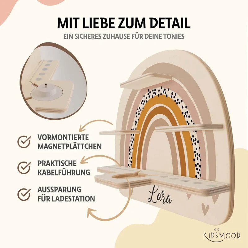Tonie Regal aus Holz, Toniebox Regal personalisiert Regenbogen 4