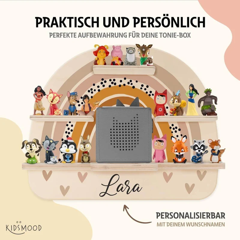 Tonie Regal aus Holz, Toniebox Regal personalisiert Regenbogen 4