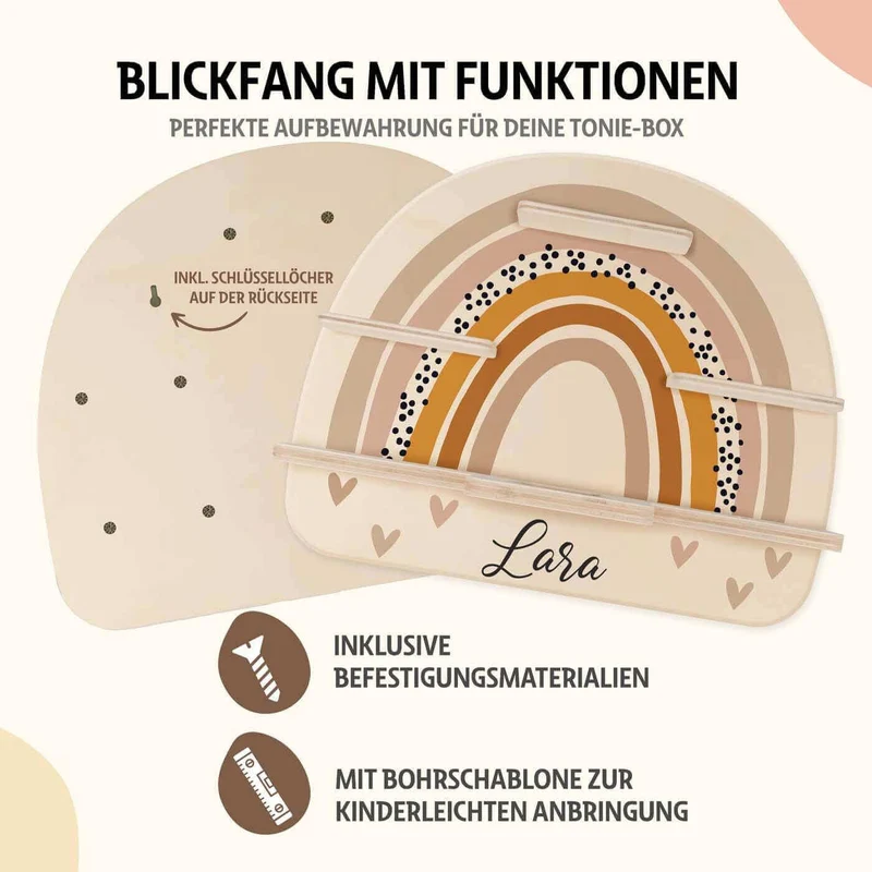 Tonie Regal aus Holz, Toniebox Regal personalisiert Regenbogen 4