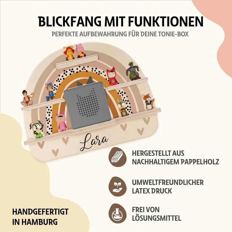 Tonie Regal aus Holz, Toniebox Regal personalisiert Regenbogen 4