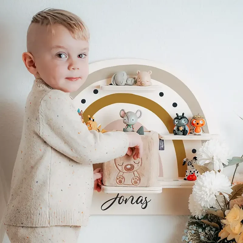 Tonie Regal aus Holz, Toniebox Regal personalisiert Regenbogen 3