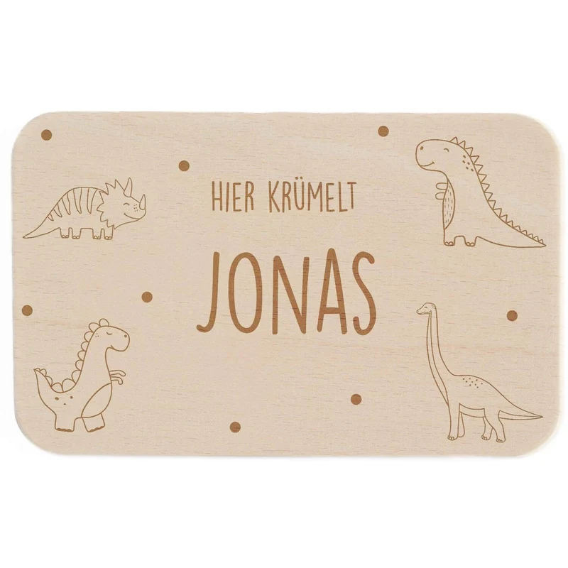 Frühstücksbrettchen Holz personalisiert Dino