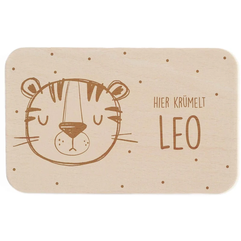 Frühstücksbrettchen Holz personalisiert Tiger