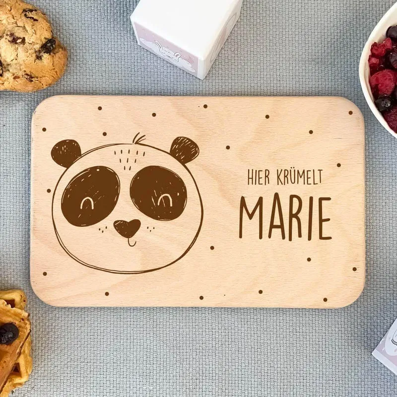 Frühstücksbrettchen Holz personalisiert Panda