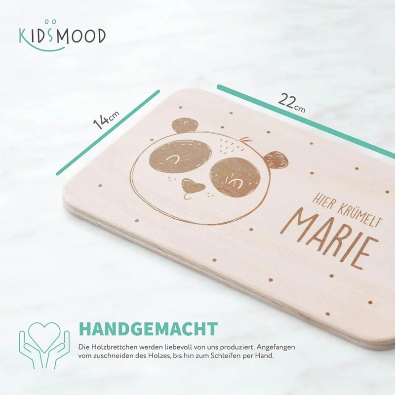 Frühstücksbrettchen Holz personalisiert Panda